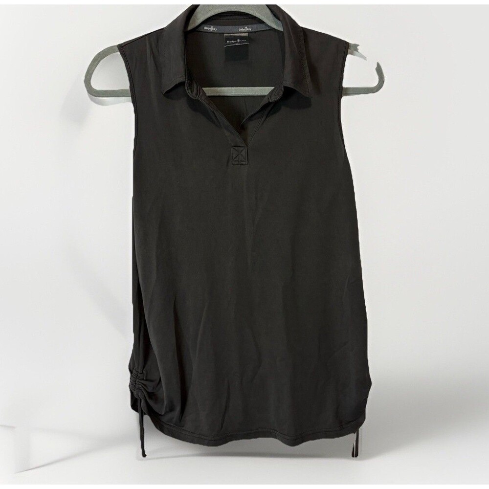 Belyn Key Sleeveless Shirt Womens Medium Gray Golf Polo Stretch Performance Top